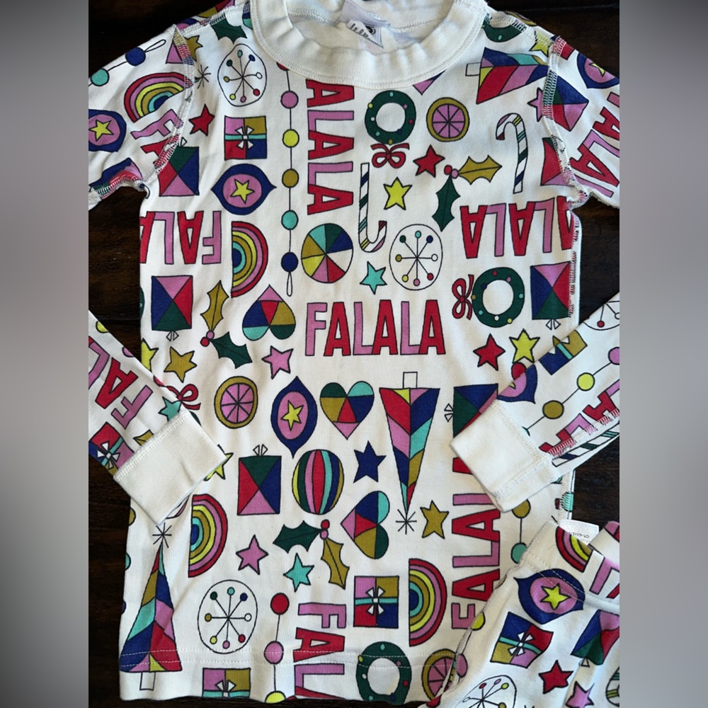 Hanna Andersson Christmas Falala pajama set Colorful Letters 120 cm 6-7